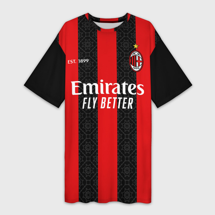 Платье-футболка 3D AC MILAN 20 21   ДОМАШНЯЯ фото