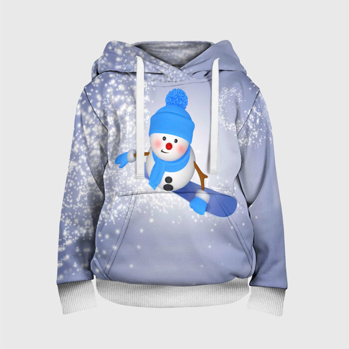 Детская толстовка 3D Новогодний Снеговик фото