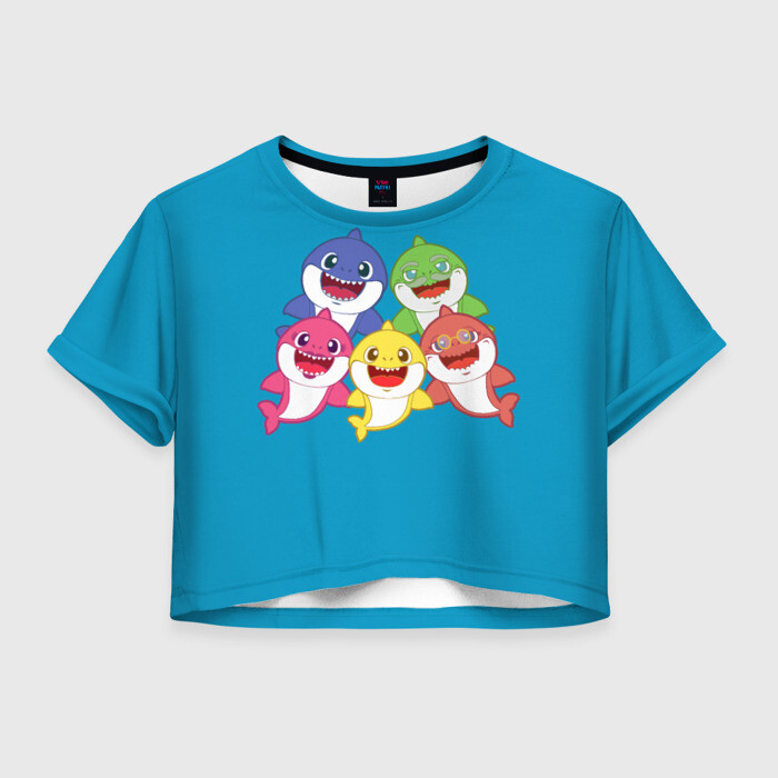 Женская футболка Crop-top 3D Baby Shark фото