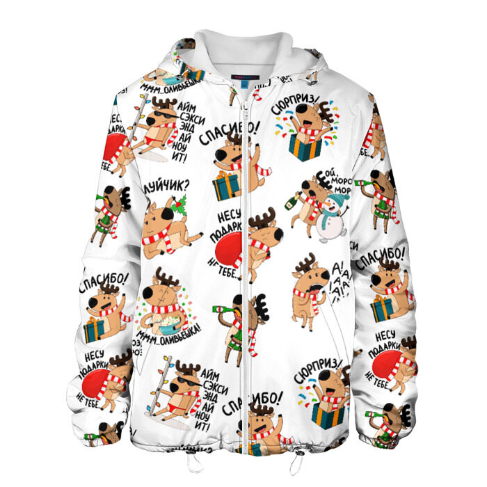 Мужская куртка 3D Новогодний Олень фото