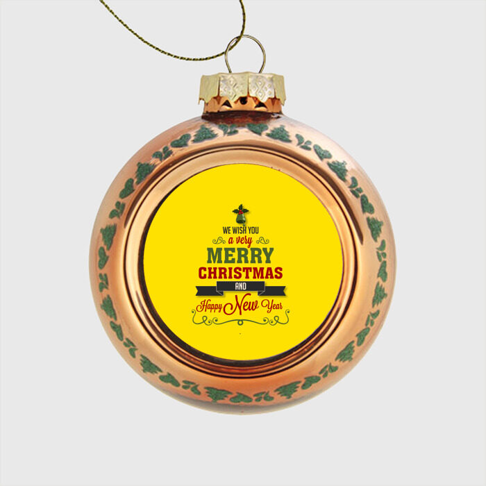 Стеклянный ёлочный шар С новым годом и рождеством фото
