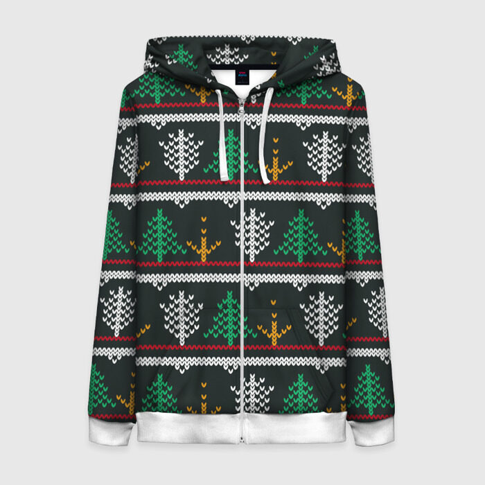 Женская толстовка 3D на молнии По Новогоднему фото