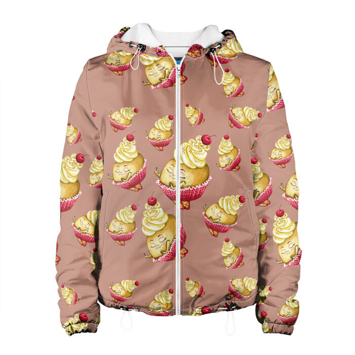 Женская куртка 3D Пирожное с вишней фото
