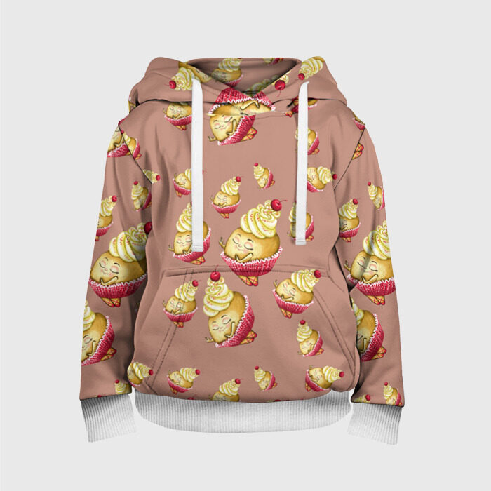 Детская толстовка 3D Пирожное с вишней фото