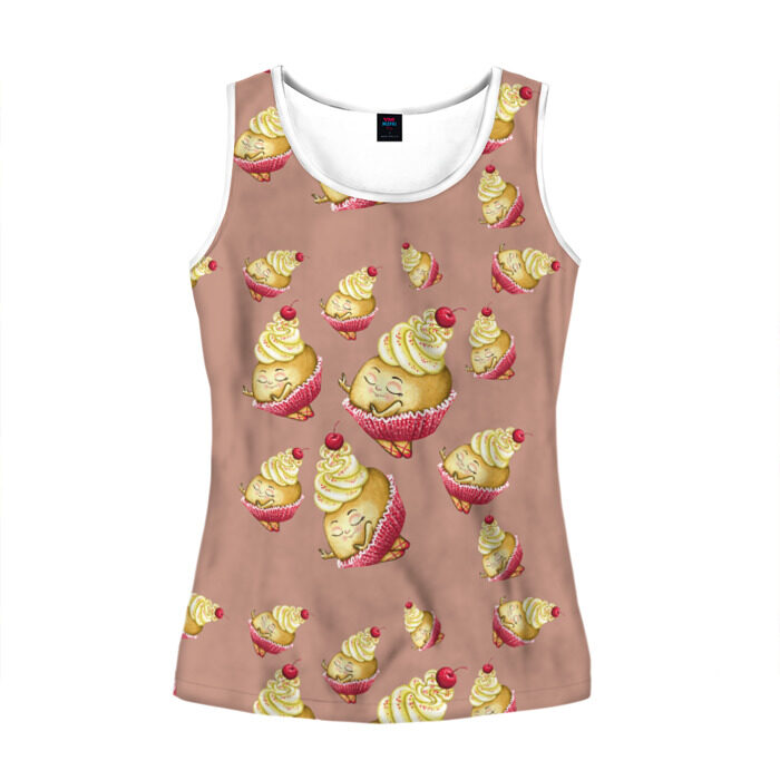 Женская майка 3D Пирожное с вишней фото