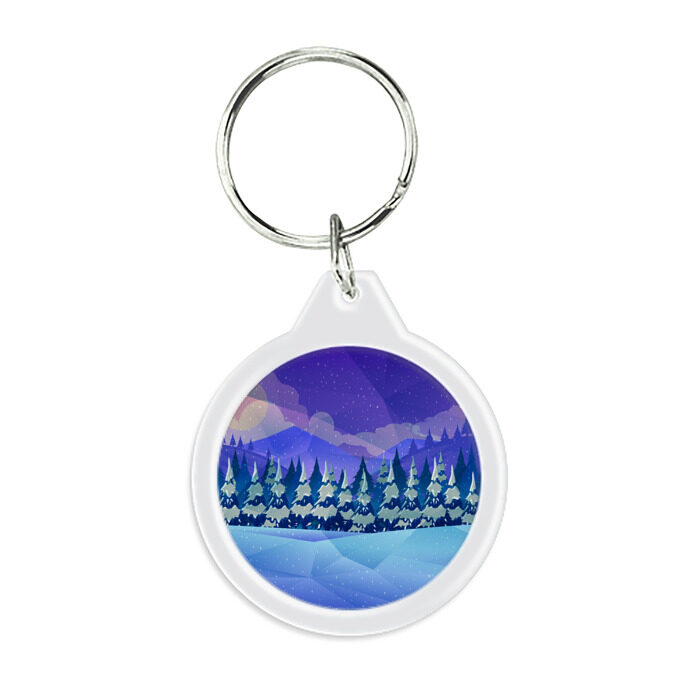 Брелок круглый Зимний лес фото