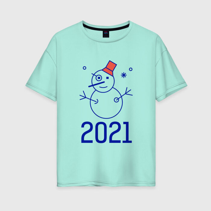Женская футболка хлопок Oversize Прикольный снеговик фото