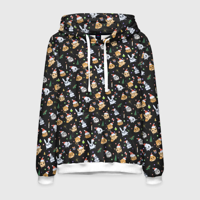 Мужская толстовка 3D Новогодние зверушки фото