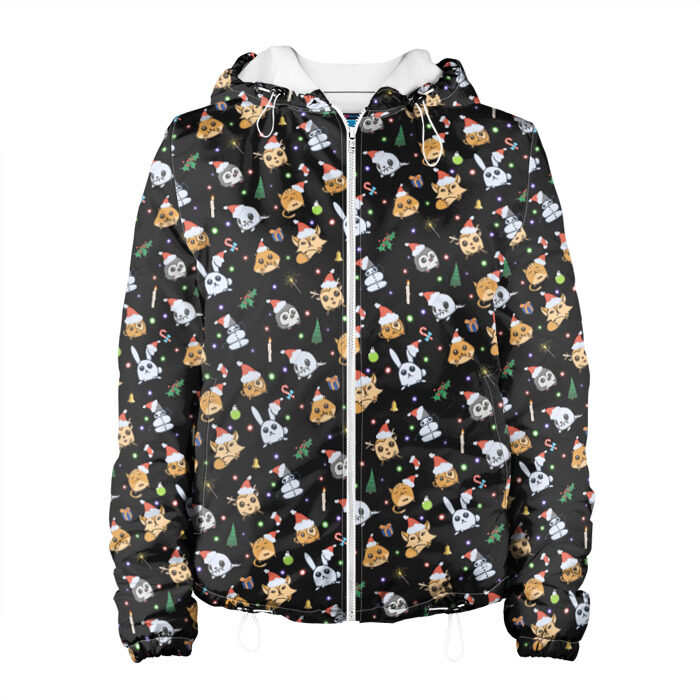 Женская куртка 3D Новогодние зверушки фото