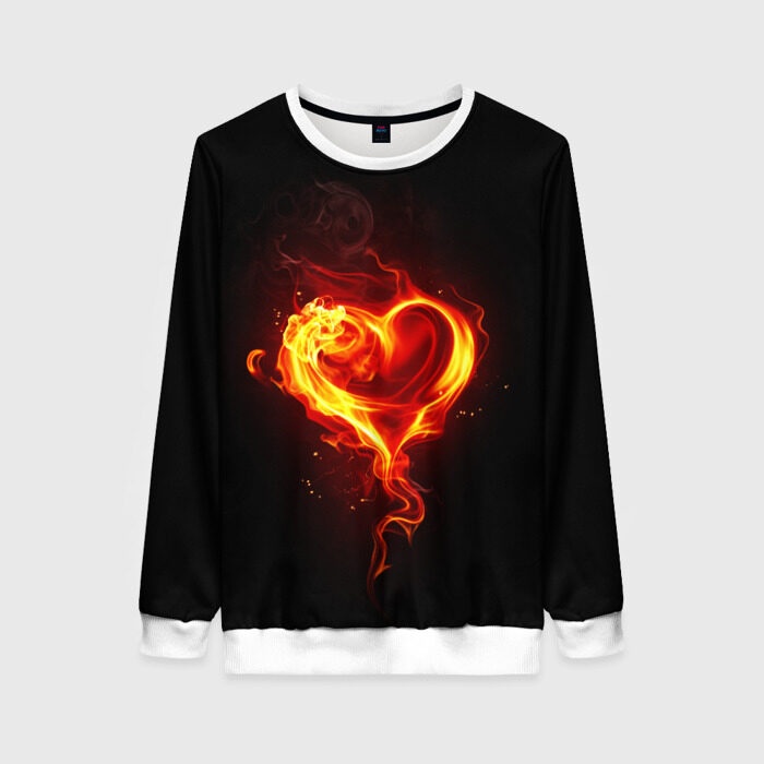 Женский свитшот 3D Пламенное сердце фото