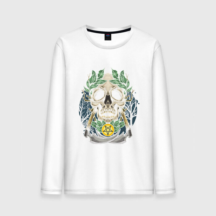 Мужской лонгслив хлопок Страшный череп фото