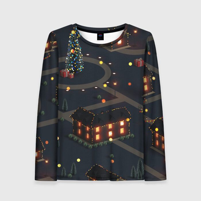 Женский лонгслив 3D Новогоднее освещение фото