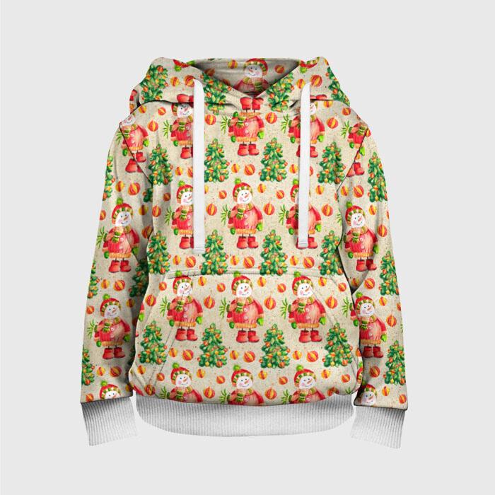 Детская толстовка 3D Новогодние снеговики фото