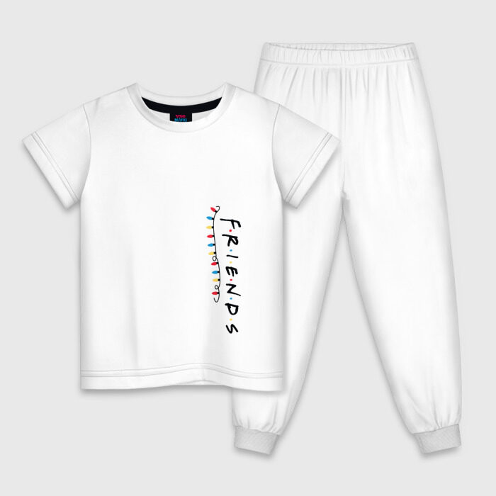 Детская пижама хлопок Друзья логотип новогодний фото
