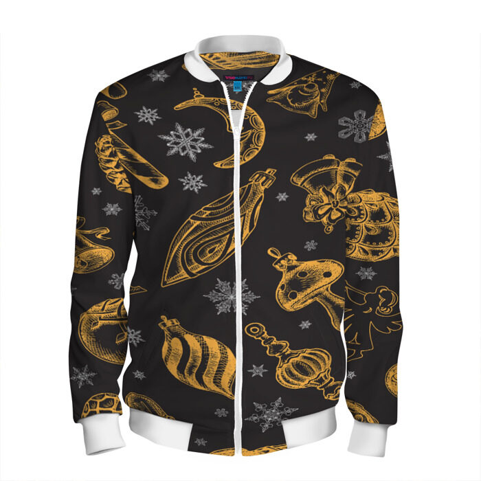 Мужской бомбер 3D Золотые узоры фото
