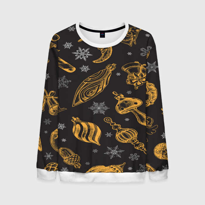 Мужской свитшот 3D Золотые узоры фото