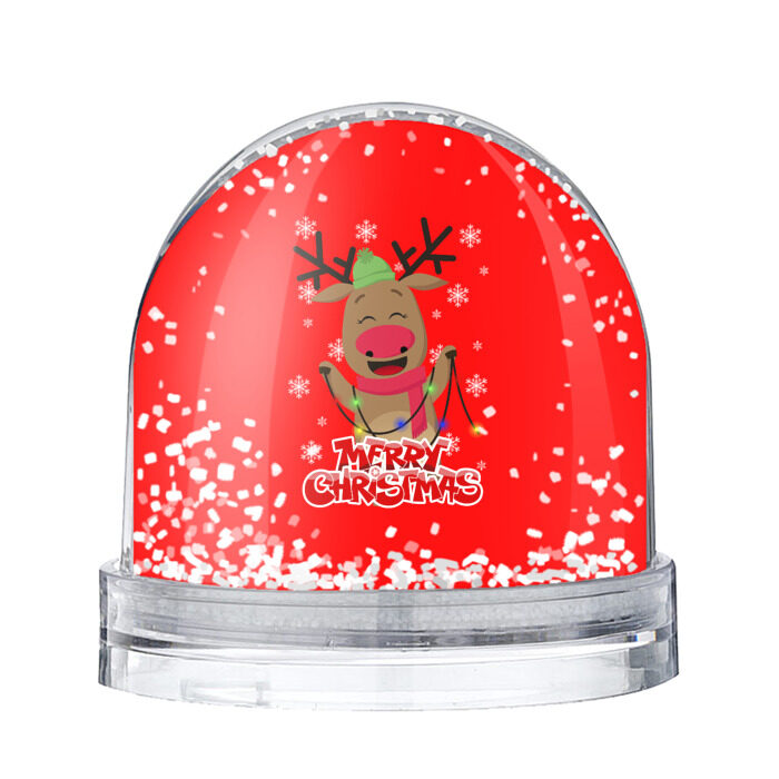 Снежный шар ОЛЕНЬ С ГИРЛЯНДОЙ фото