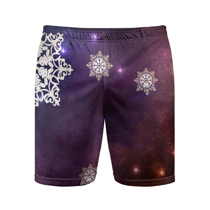 Мужские шорты спортивные Снежинки ночь! фото