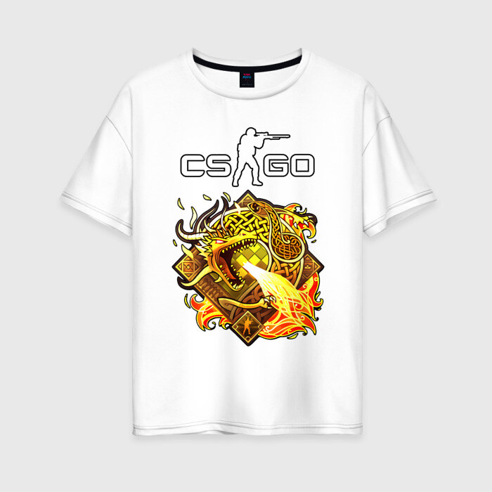 Женская футболка хлопок Oversize CS GO DRAGON LORE фото