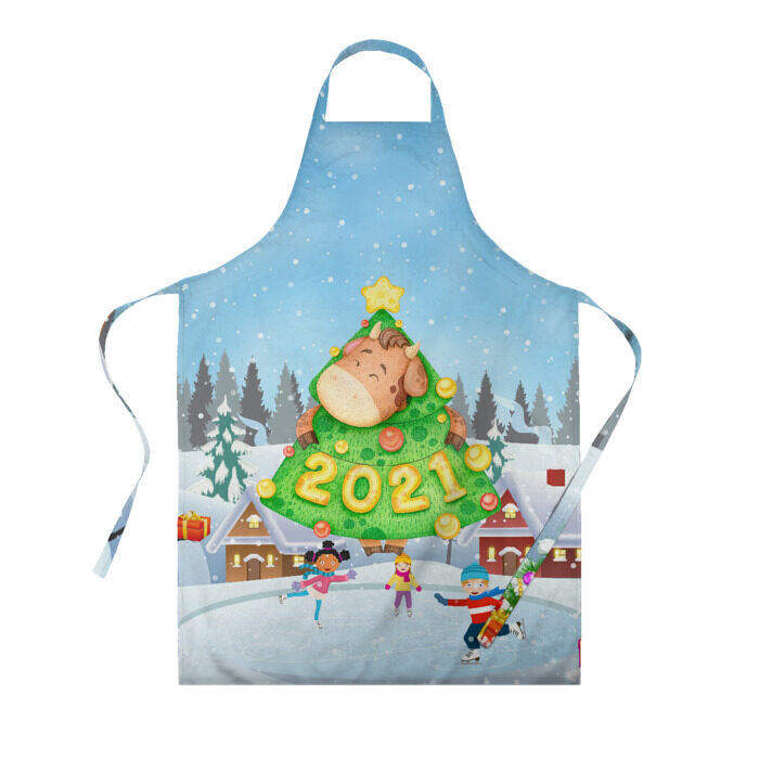 Фартук 3D Елочка - год быка 2021 фото