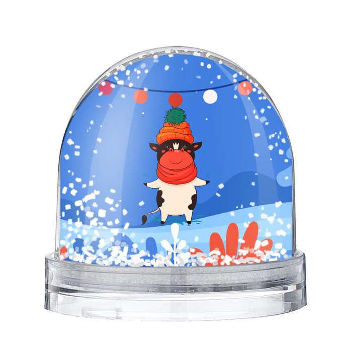 Снежный шар Новогодний бык 2021 фото