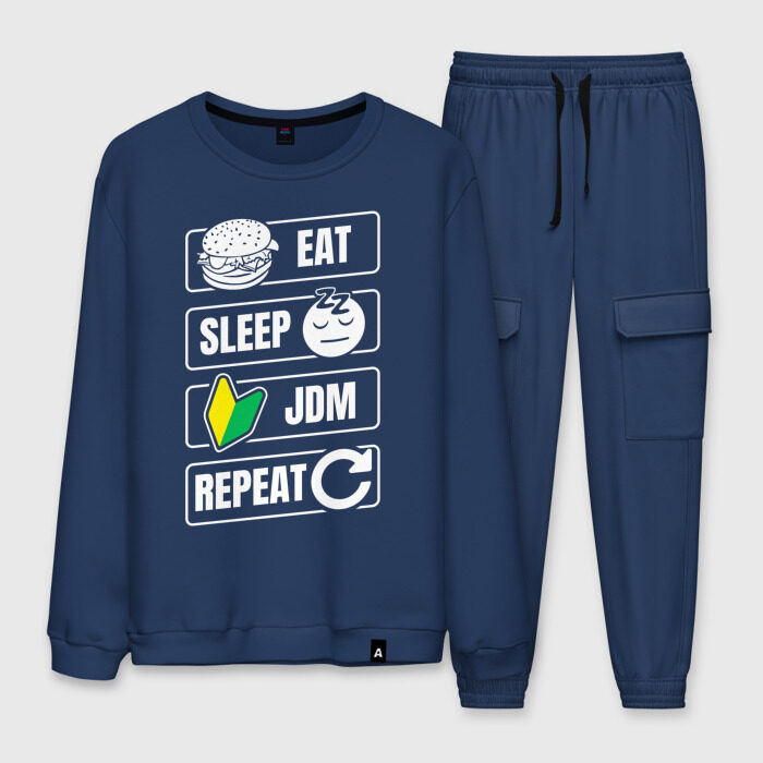 Мужской костюм хлопок Eat Sleep JDM Repeat фото
