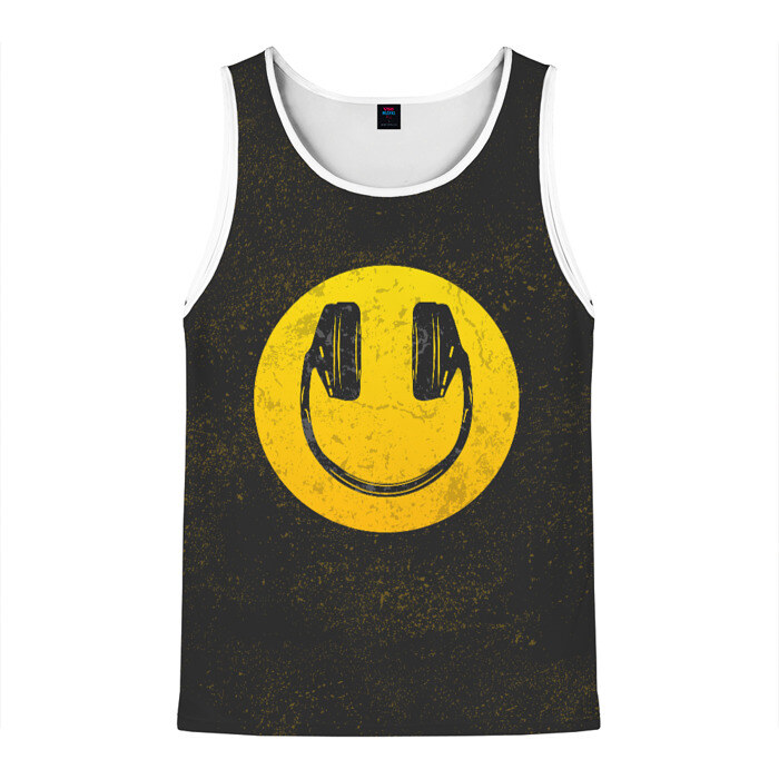 Мужская майка 3D Наушники Смайл фото