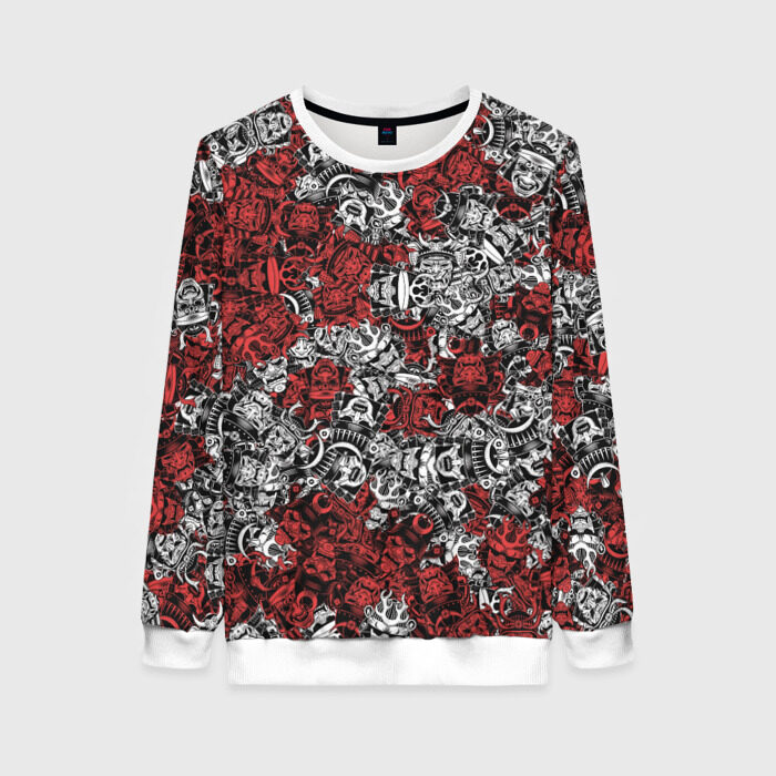 Женский свитшот 3D Красные и Белые самураи фото