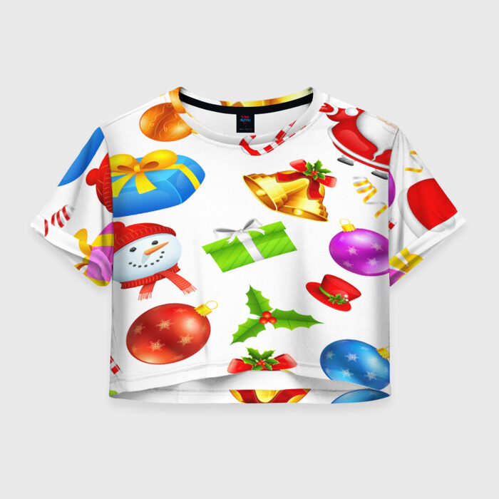 Женская футболка Crop-top 3D Новый год! фото