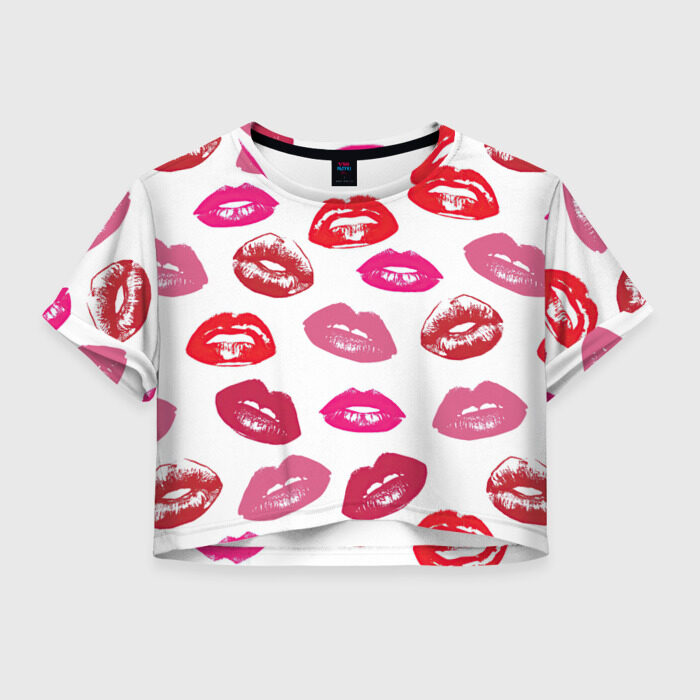Женская футболка Crop-top 3D Губы фото