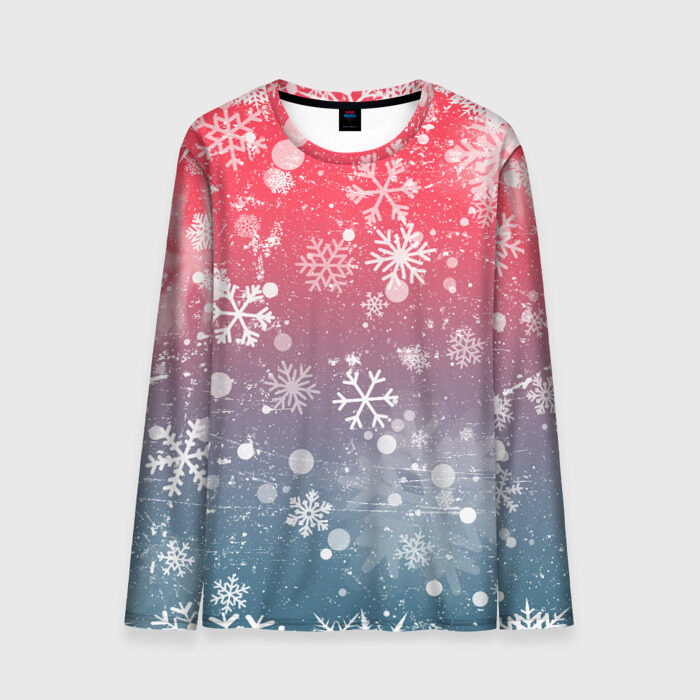 Мужской лонгслив 3D Зимние узоры фото