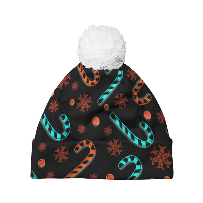 Шапка 3D c помпоном Новогодние Леденцы! фото