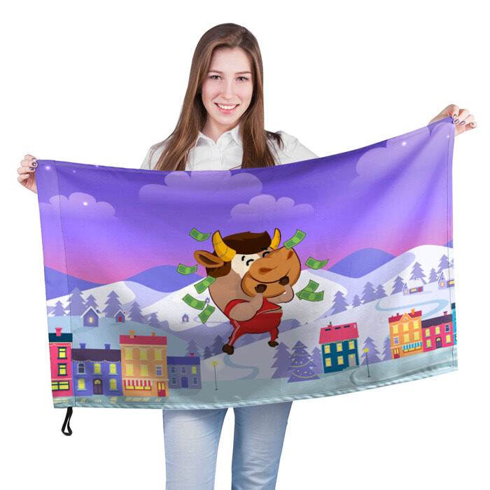 Флаг 3D Денежный бык фото