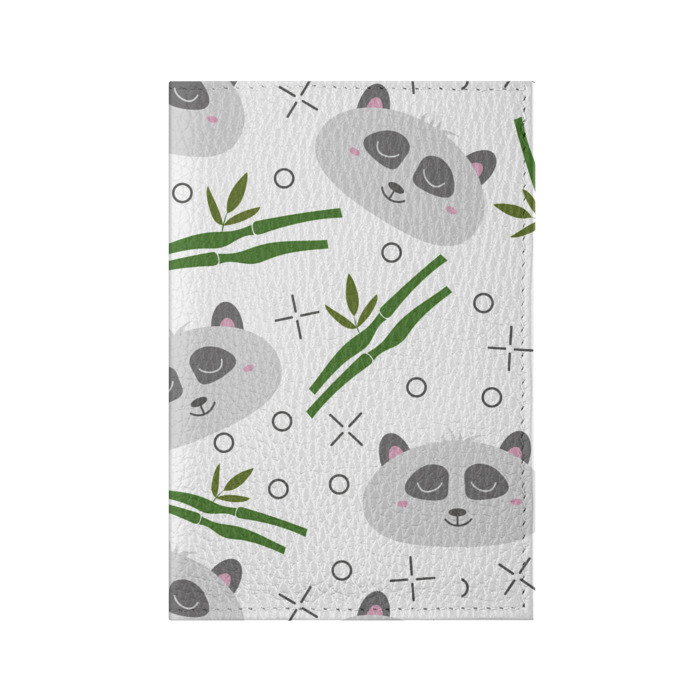 Обложка для паспорта матовая кожа Панда с бамбуком фото