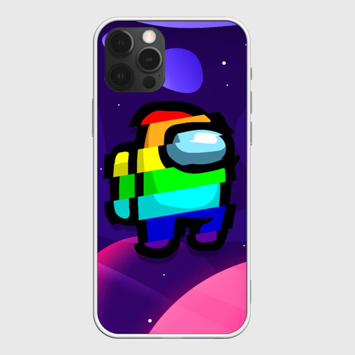 Чехол для iPhone 12 Pro Max AMONG US - RAINBOW SPACE фото