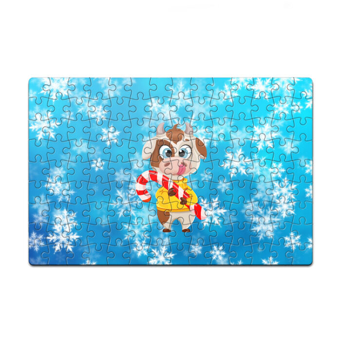 Пазл магнитный 126 элементов Милый новогодний бычок фото