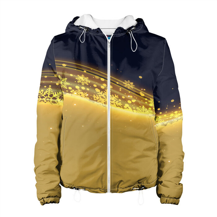 Женская куртка 3D Золотые снежинки фото