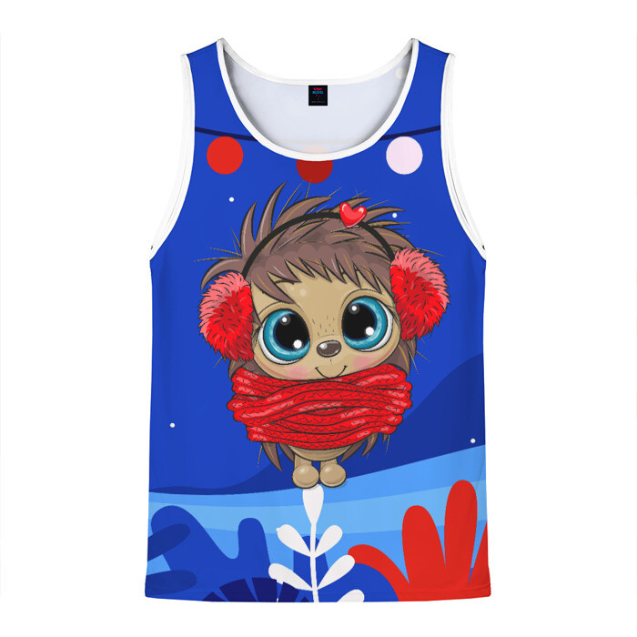 Мужская майка 3D Милый новогодний ежик фото