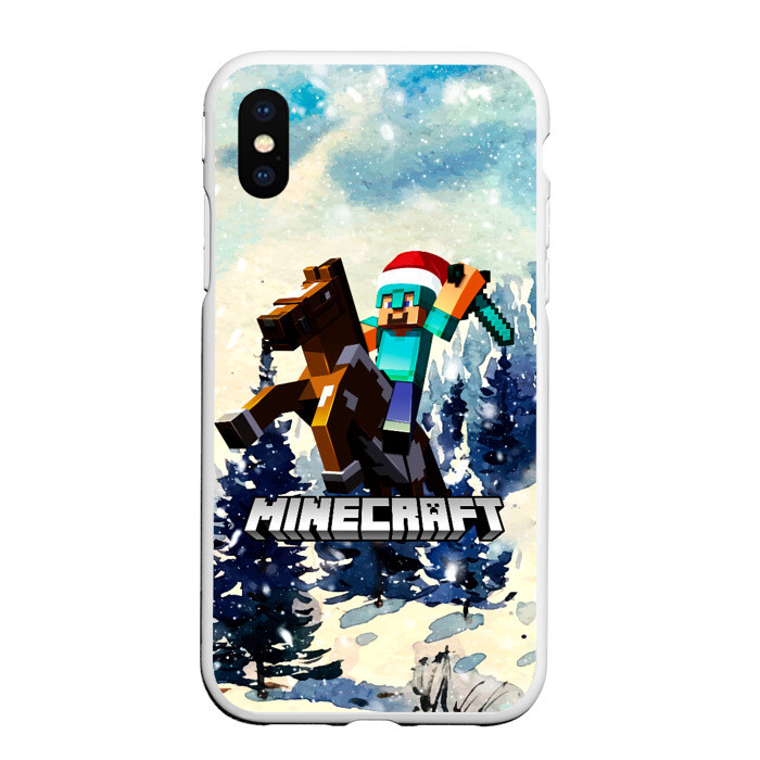 Чехол для iPhone XS Max матовый Зимний Майнкрафт фото