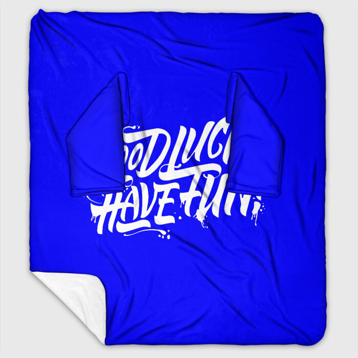 Плед с рукавами good luck have fun! синий фото