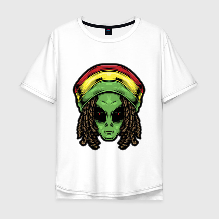 Мужская футболка хлопок Oversize Reggae alien фото