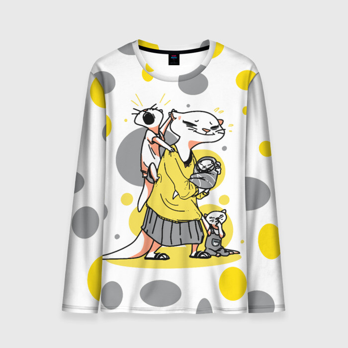 Мужской лонгслив 3D Мама выдра фото