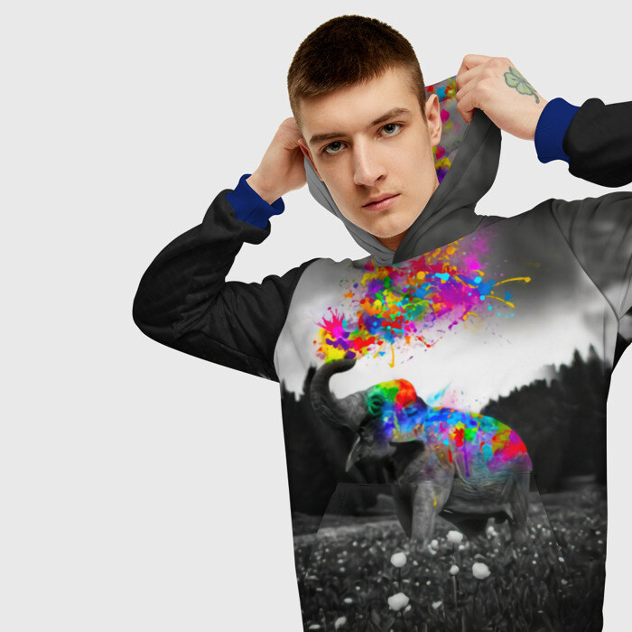 Мужская толстовка 3D Слон фото