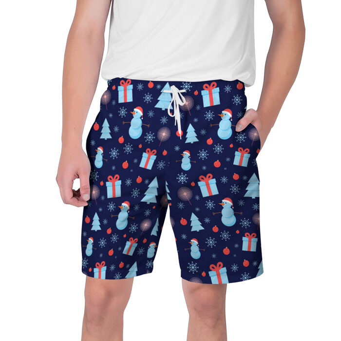 Мужские шорты 3D Новогодний узор фото