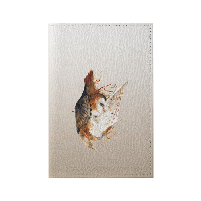 Обложка для паспорта матовая кожа летящая сова рисунок фото