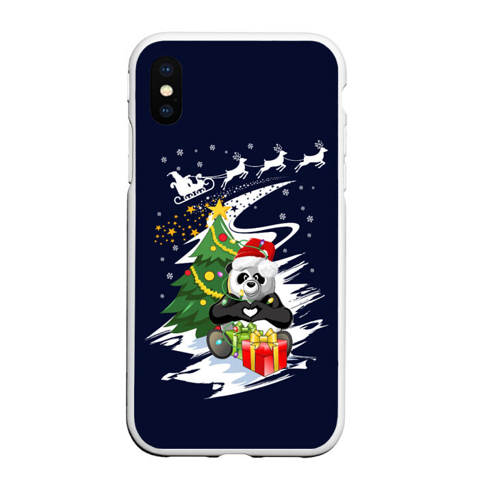 Чехол для iPhone XS Max матовый Рождественская Панда фото