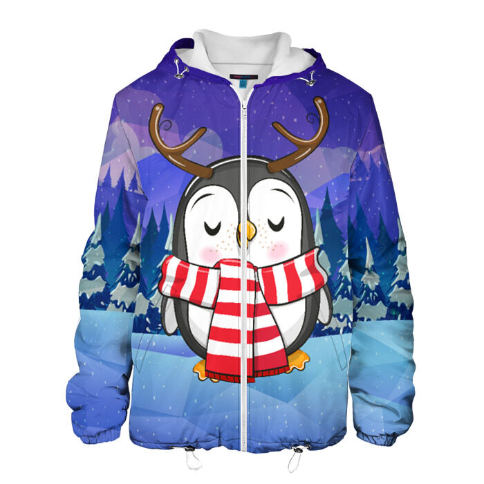 Мужская куртка 3D Пингвин в шарфике фото