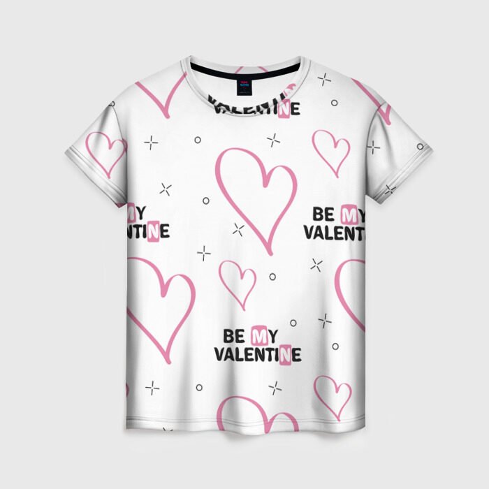 Женская футболка 3D Be My Valentine фото