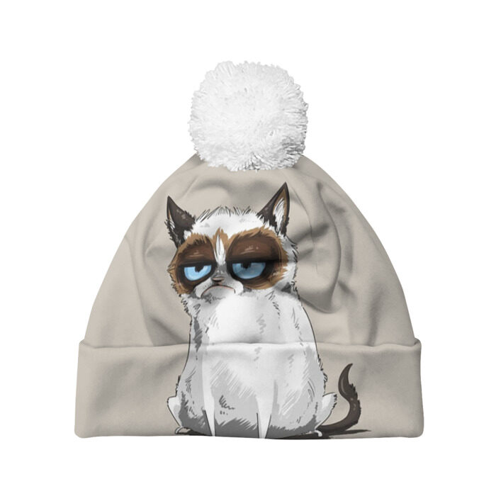 Шапка 3D c помпоном Грусть печаль фото