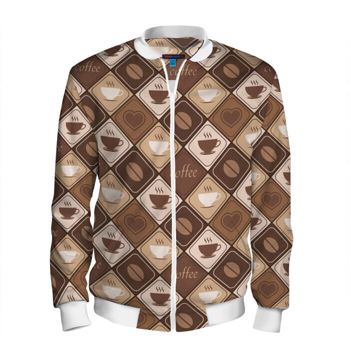 Мужской бомбер 3D Кофе фото